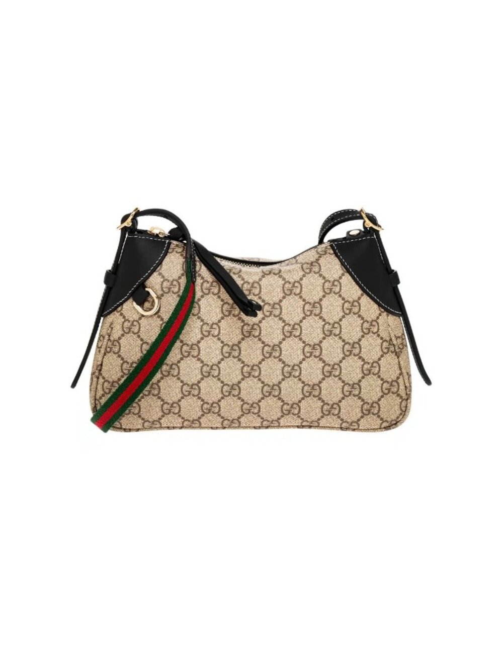 Gucci GG Emblem Supreme Monogram Textured Calfskin Small Bag Beige Black 815218